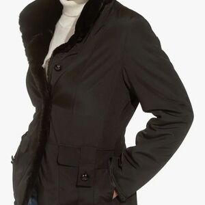 PENDLETON Womens M Reversible Button Jacket Brown Shiny to Faux Fur Pockets